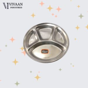 Vivaan Gol Bhojanthal |Stainless Steel | Classic Steel Bhojanthal | RoyalServe Bhojanthal